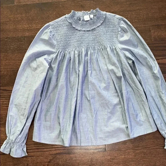 Gap Longsleeve high ruffle neck  top blouse M - Picture 8 of 10